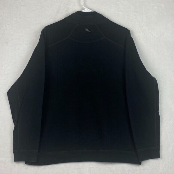 Tommy Bahama Sweater Mens Large Black 1/4 Zip Mock Neck Pullover - Picture 2 of 9